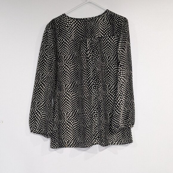 Tango Mango Collection Sheer Spotted Blouse with Ties Black White Size 1X - Picture 2 of 3